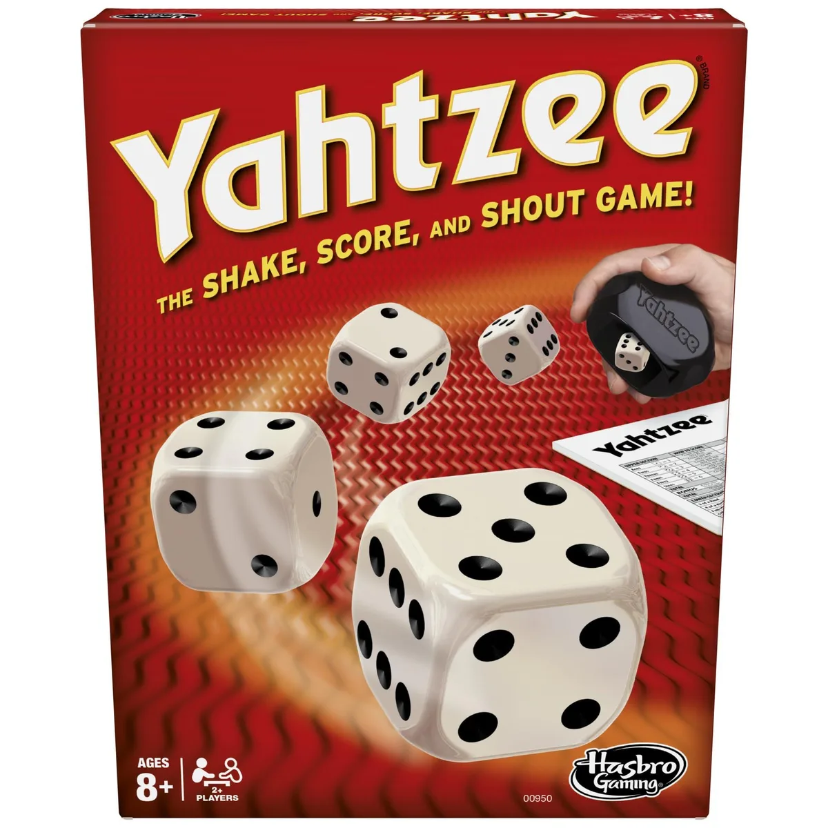 Red Yahtzee Classic box with dice and scorepad, model 00950