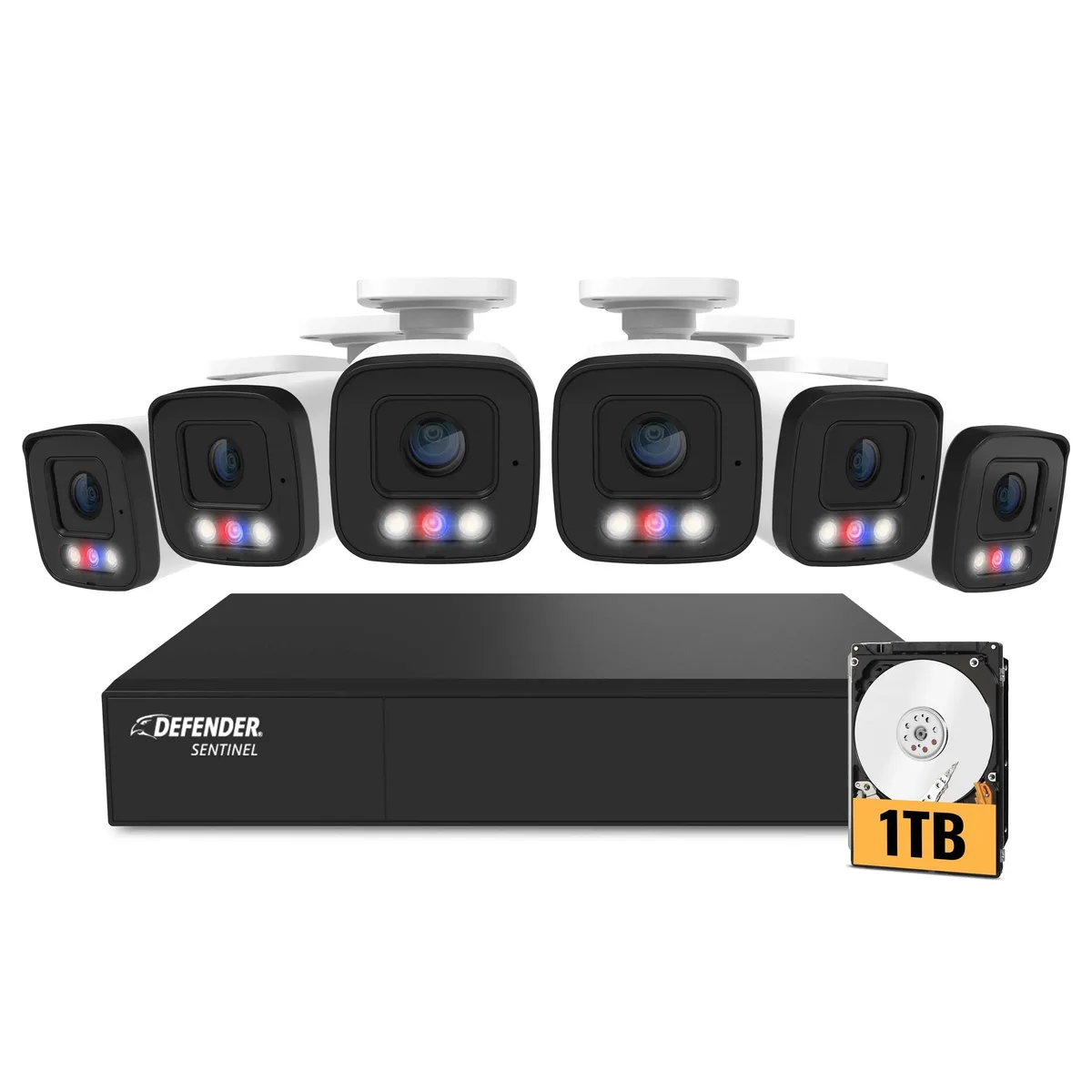 Defender Defender Sentinel 4K 8 Channel PoE NVR System 6 Cameras 1TB HDD — product photo