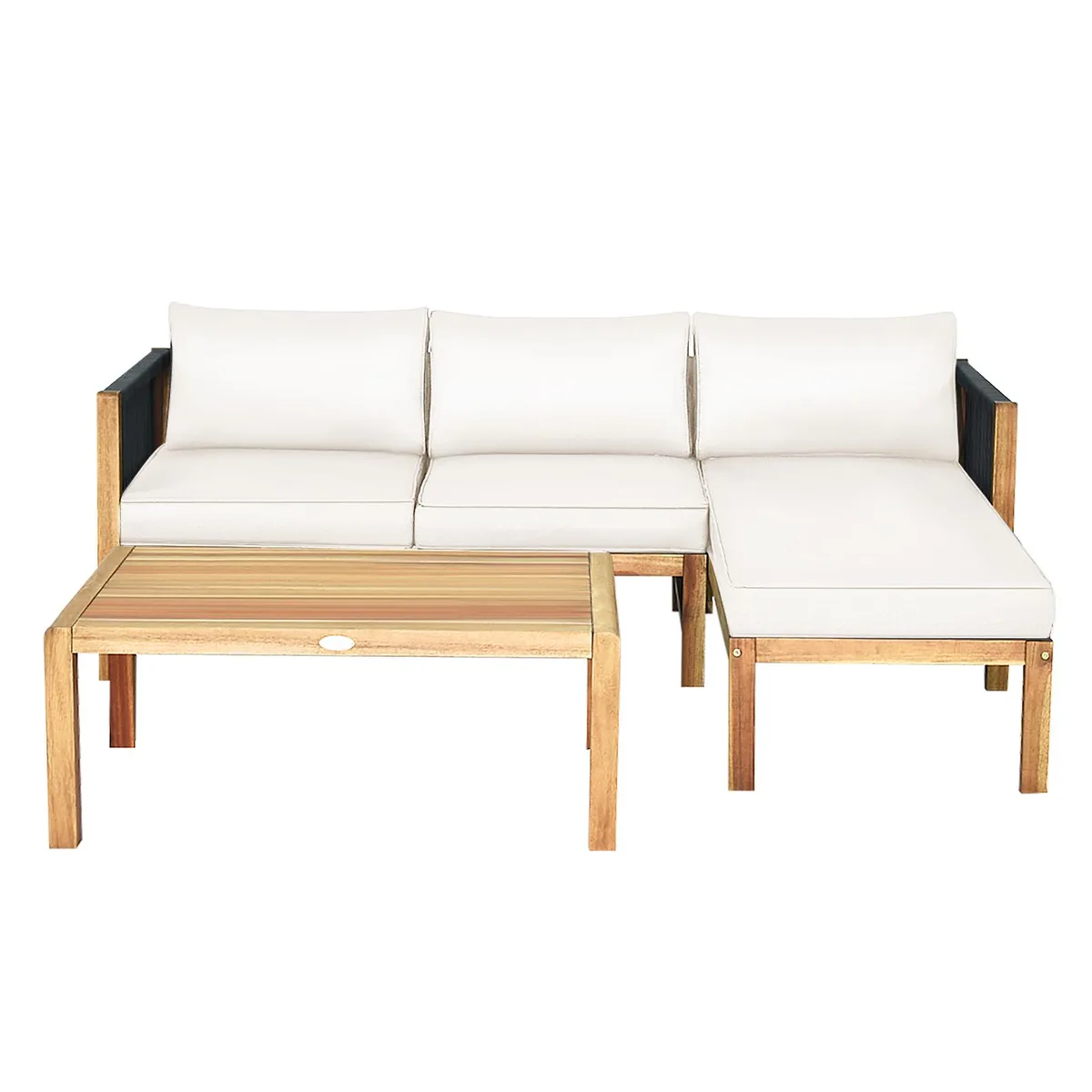 SlickBlue SlickBlue 3-Piece Acacia Patio Sofa Set White — product photo