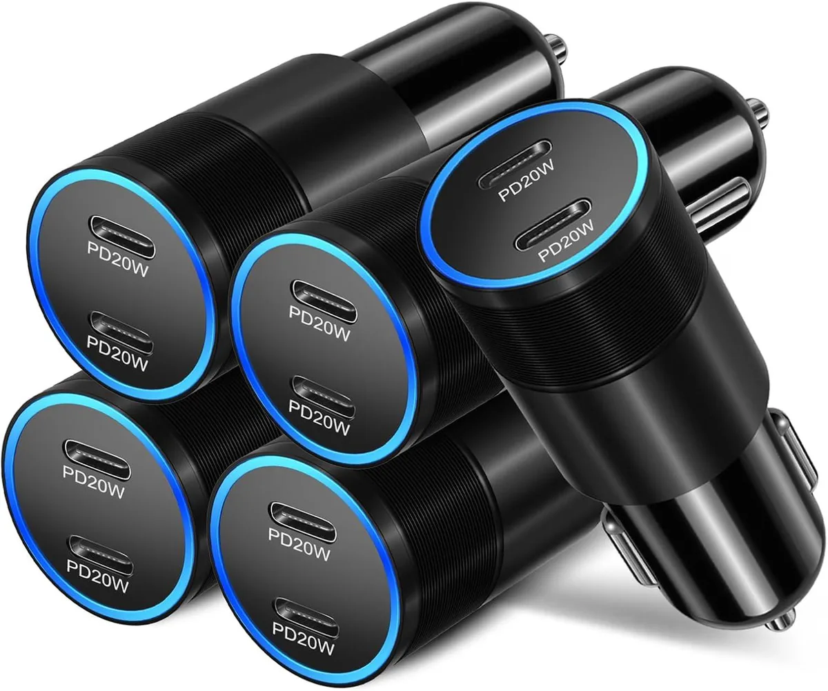 lelisten lelisten 5 Pack USB C Car Charger 40W Dual Port PD 3.0 (Black) — product photo