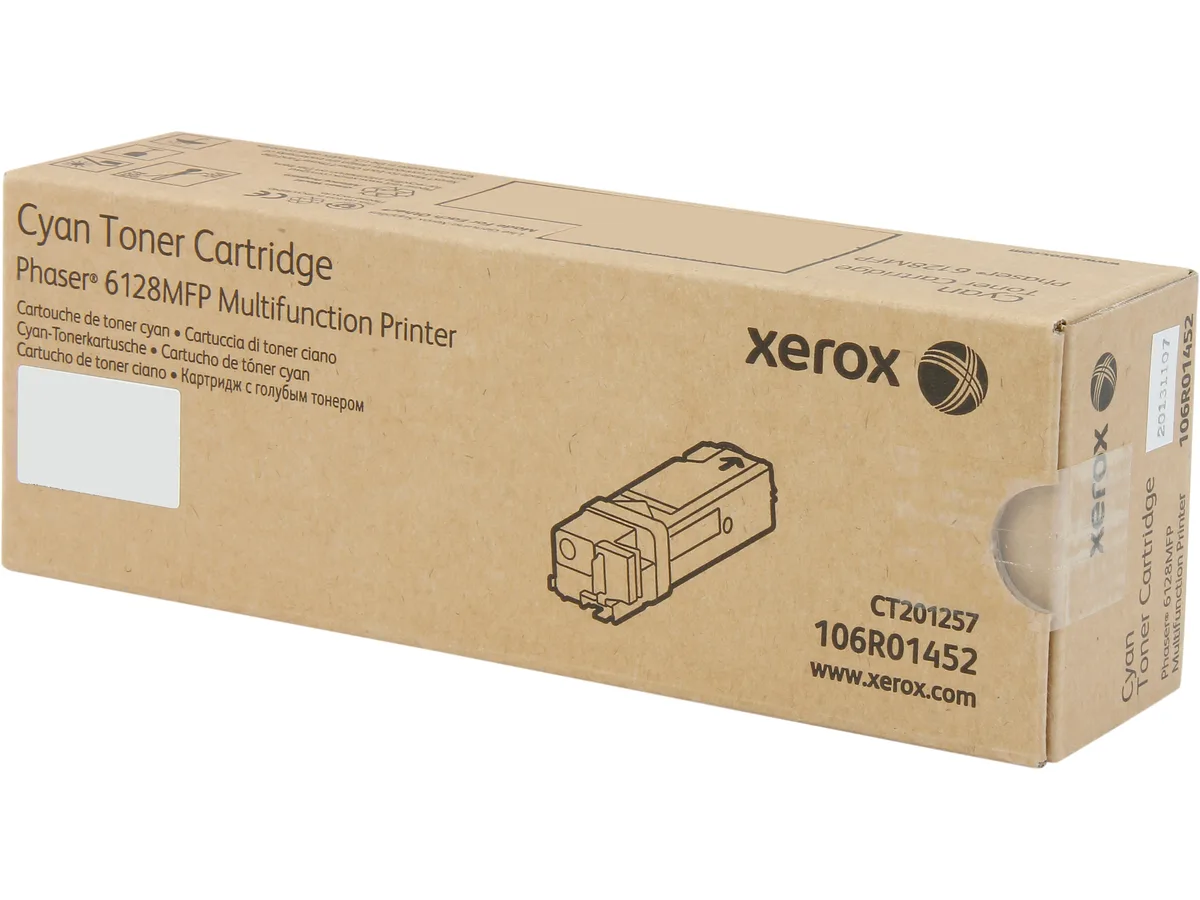 XEROX Xerox 106R01452 Cyan Toner Cartridge 2500 Pages — product photo