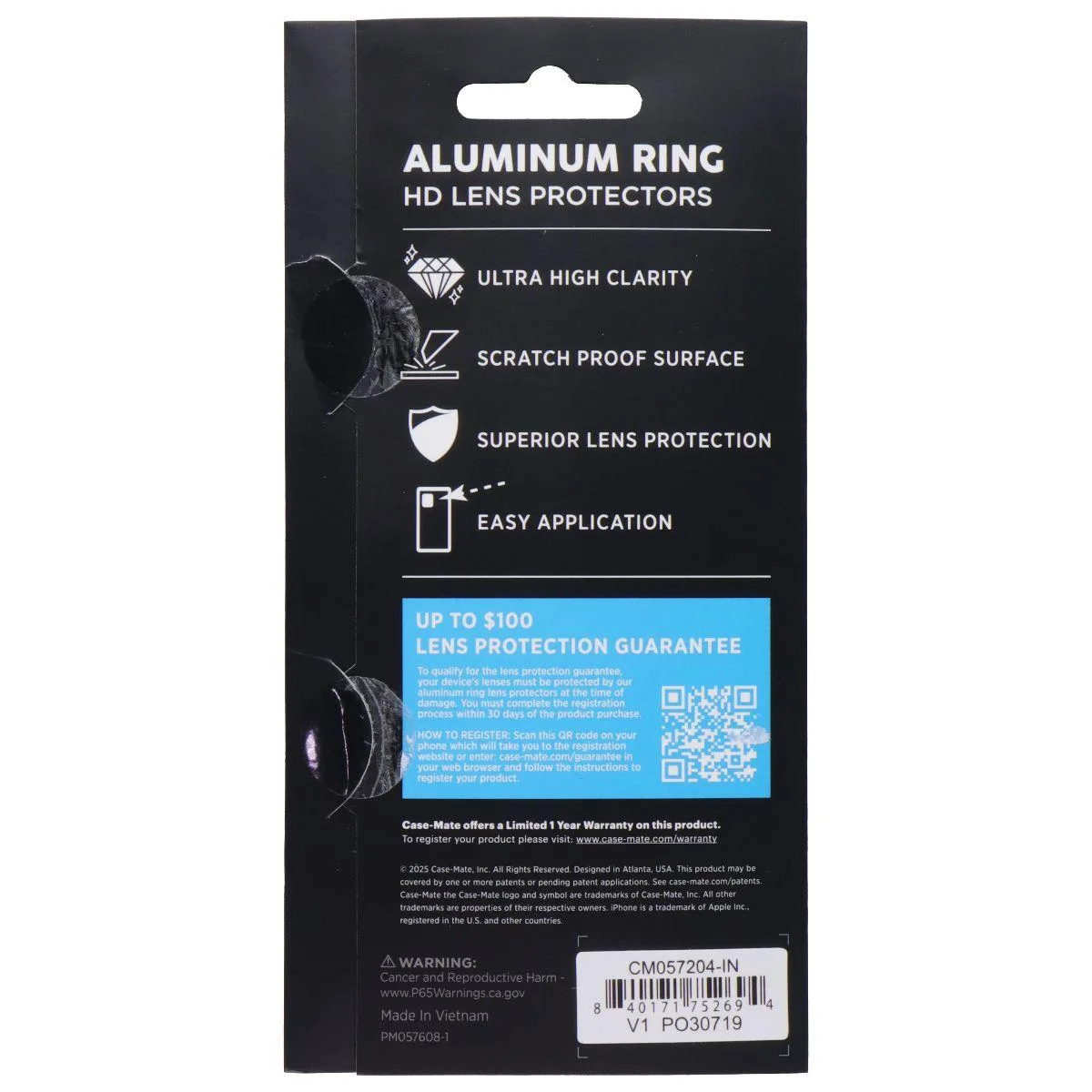 Case-Mate Case-Mate Aluminum HD Lens Protectors for iPhone 17 Pro/Pro Max Black — product photo