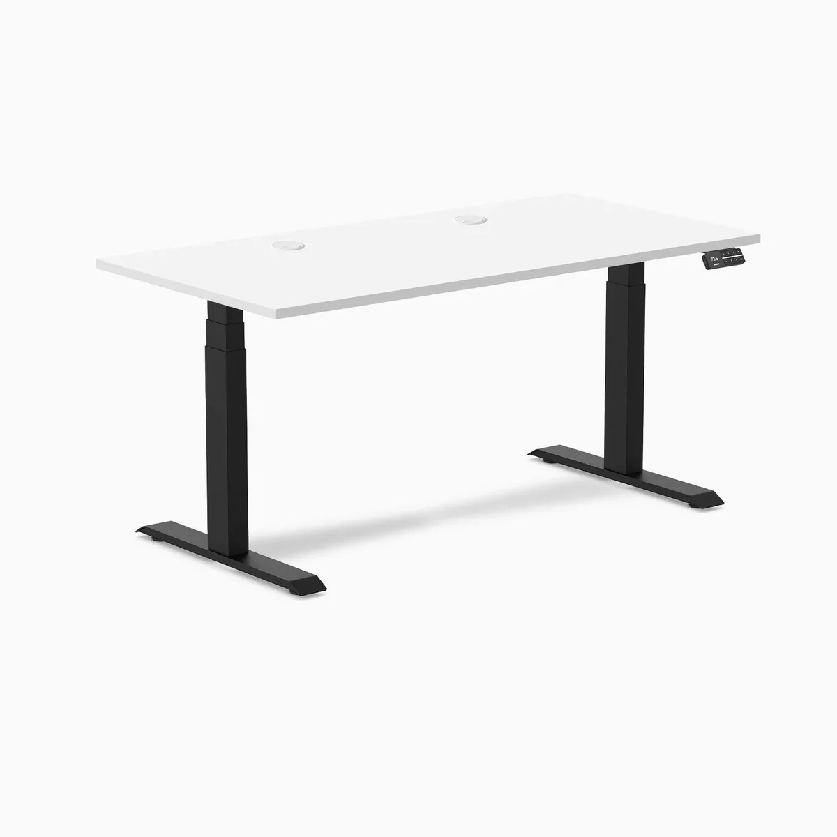 Desky Desky Dual Laminate Sit Stand Desk White 59.1 x 29.5 in Matte Black — product photo