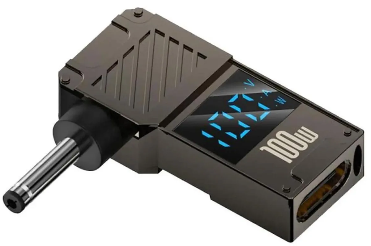 SMUGDESK SMUGDESK USB-C Female to DC 3.5×1.3mm PD 100W Adapter with Wattage Display — product photo