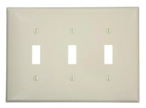 Ivory three-gang toggle switch plate midway size 4.88 by 6.75 inches