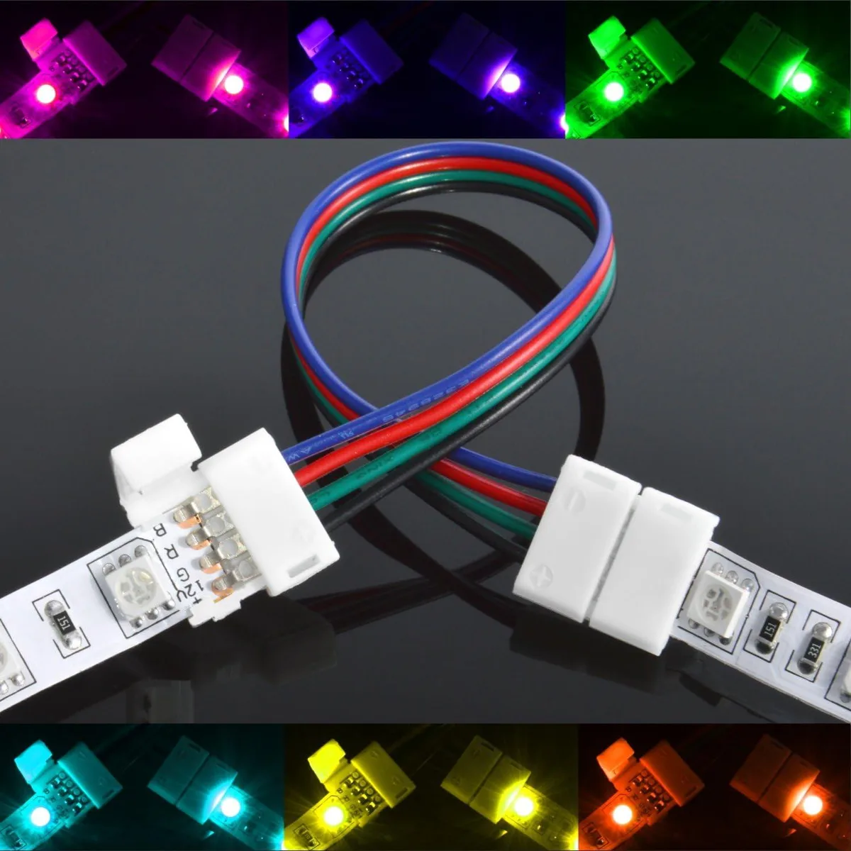 JacobsParts Inc. JacobsParts Inc. LSA-P-10PK 10mm 4-pin RGB LED strip coupler 10-pack track lighting — product photo