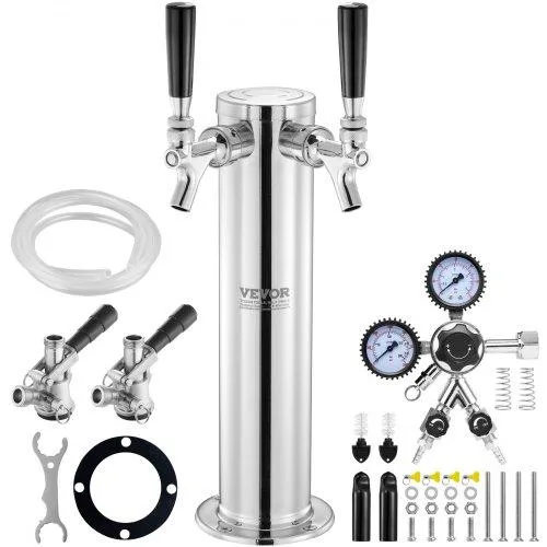 VEVOR VEVOR Dual Tap Kegerator Tower Kit 304 Stainless CGA320 Regulator D-System Coupler — product photo