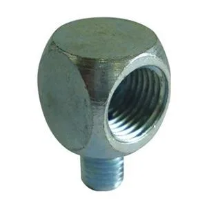 Westward Westward 5NUF9 Grease Fitting 90 Degree Square 1/8-27 Female 1/4-28 Male 13/16 In. PK5 — product photo