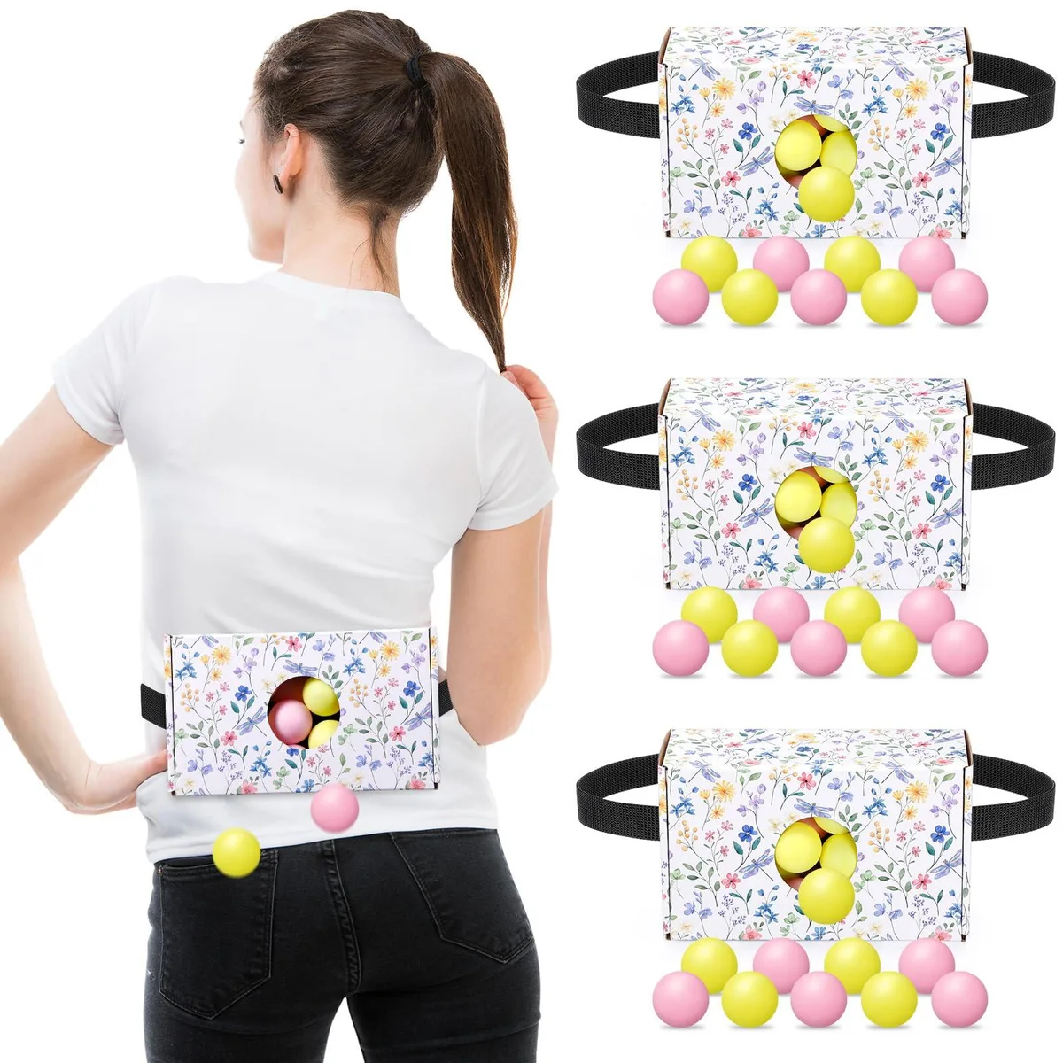 4 Sets Shaking Swing Balls Game Set Pink Yellow Wildflower — product photo