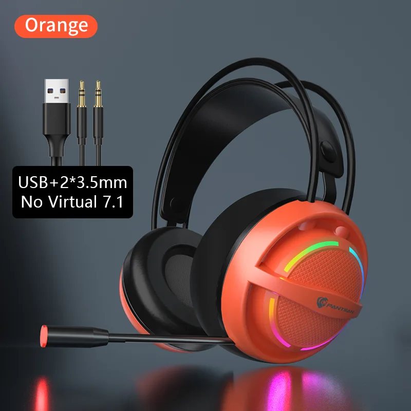 Corn Electronics Corn Electronics Wired Gaming Headset Orange 7.1 50mm RGB USB 3.5mm — product photo