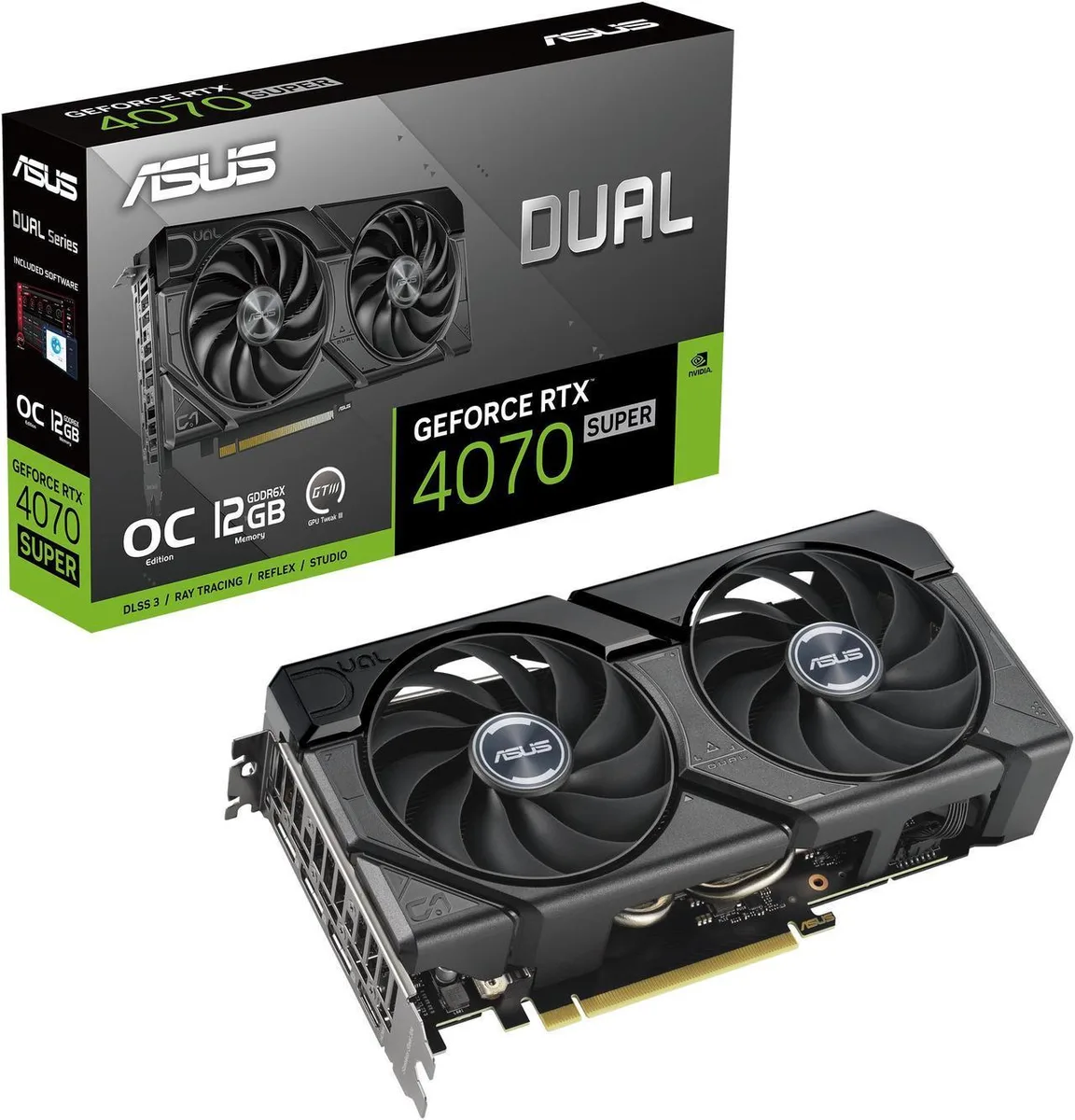 ASUS ASUS Dual GeForce RTX 4070 SUPER EVO OC Edition 12GB graphics card — product photo