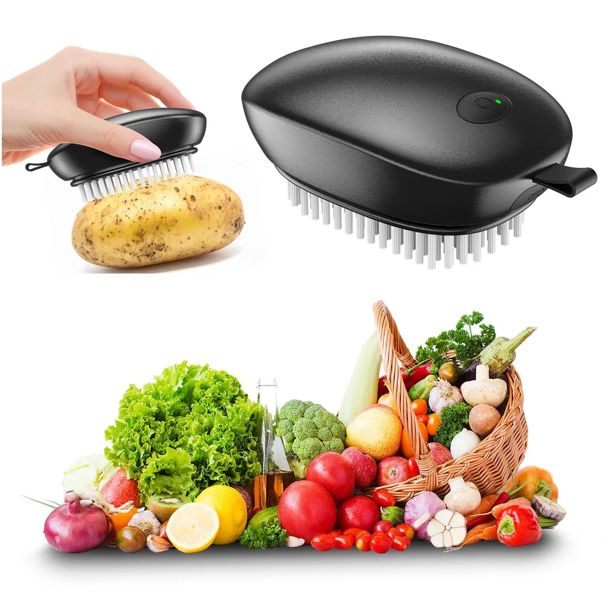 Sonic Fruit Vegetable Brush 8000 Vibrations/Min Electric Potato Scrubber — product photo