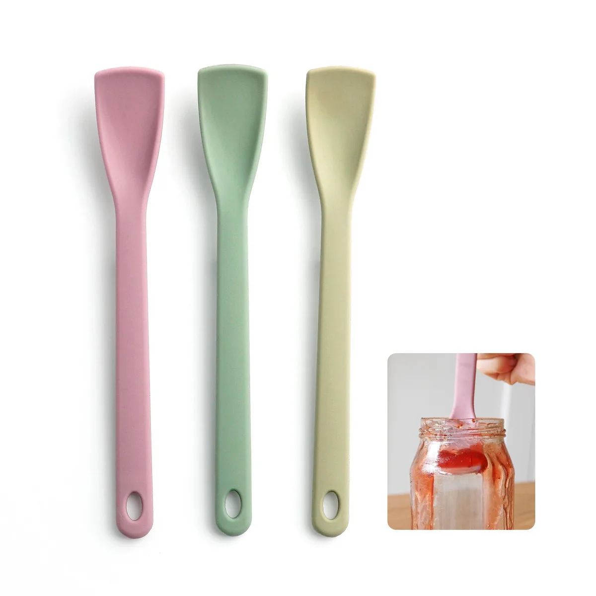 SIMVOLA MSP-3-greenpinkolive 3-piece mini spatula set 8.86 in — product photo