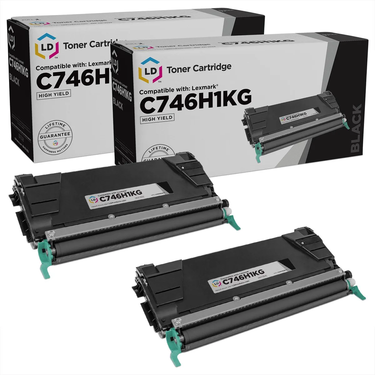 LD Products LD Products Remanufactured Toner Cartridge for Lexmark C746 C748 High Yield Black 2-Pack 12000 pages — product photo