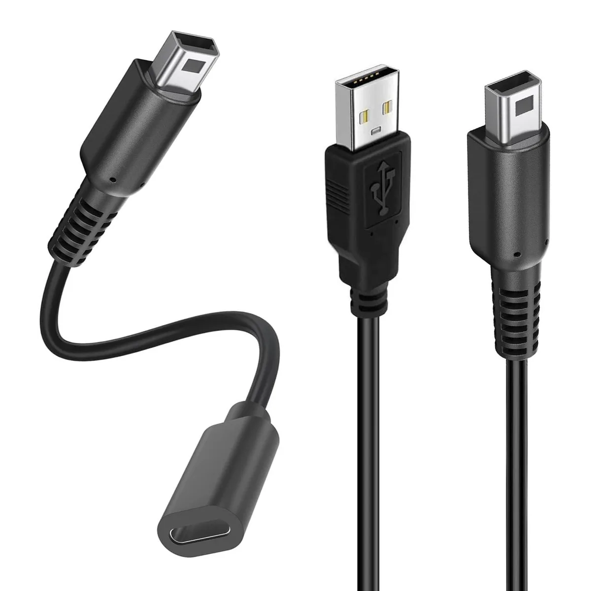  BATSOEASY USB C to DS charging adapter with 15 cm cable, 3.9 ft cable, black — product photo