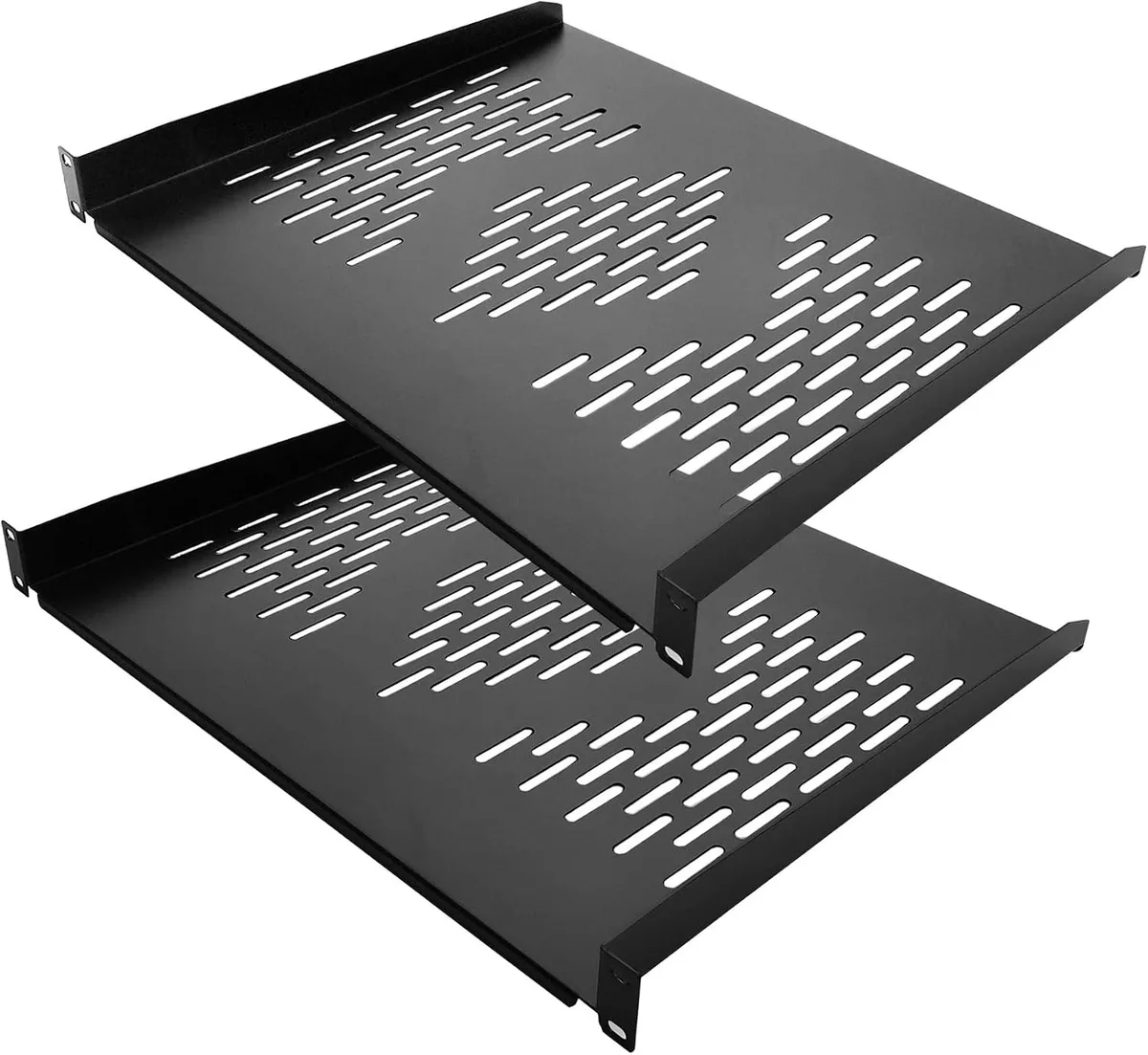 PISKEKAT PISKEKAT 2 PCS 1U 19" Rack Shelf 16" Vented Cantilever 40 CM Black — product photo