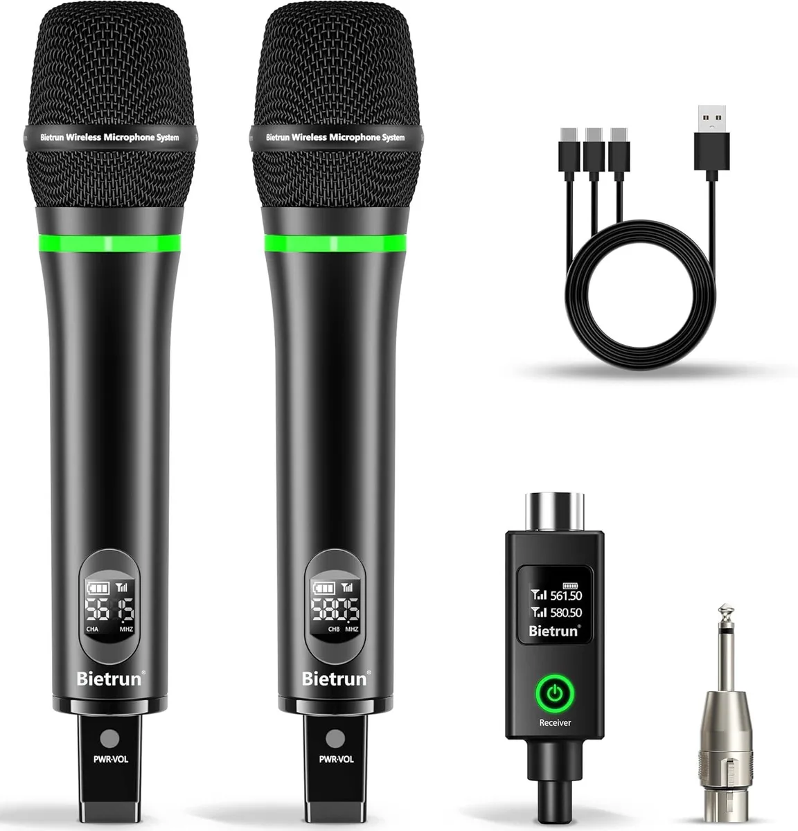 WUQ WUQ Dual Handheld Wireless Mic System UHF 240ft 15ch 6.35mm — product photo
