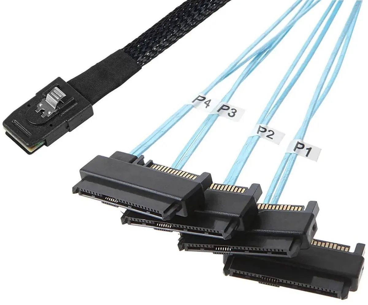 SMUGDESK SMUGDESK Mini SAS 36Pin SFF8087 to 4×SFF8482 SATA Power Cable 1M 2Pack — product photo