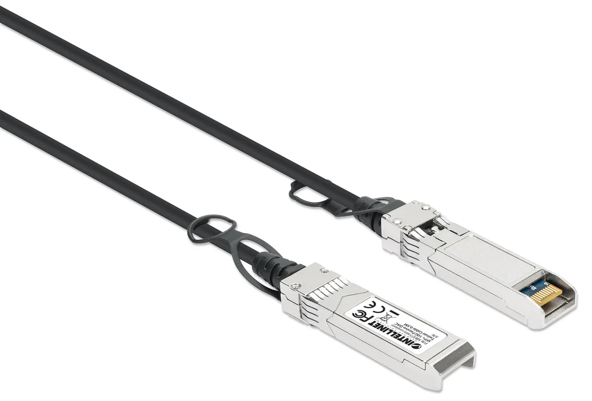 Black SFP+ passive DAC twinax cable, 1.5 ft length, AWG 30, MSA-compliant connectors