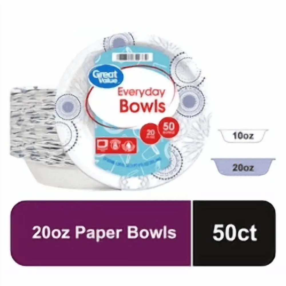 None Continuous None Continuous Disposable Paper Bowls 20 oz 50 Count — product photo