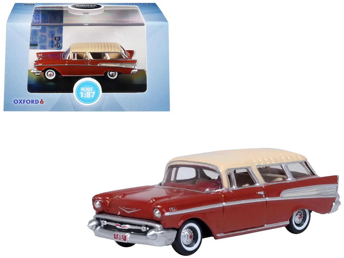 Oxford Diecast Oxford Diecast 1957 Chevrolet Nomad Adobe Beige Sierra Gold Top 1/87 HO Scale Hobby Collectible — product photo