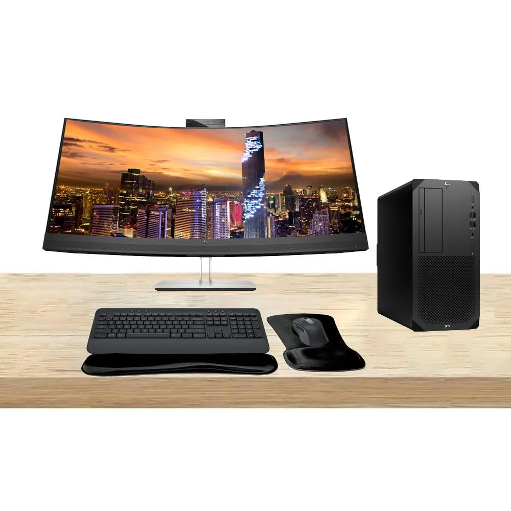 HP HP Z2 G9 Tower i7-14700 16GB 512GB W11 Pro UHD 770 + E34m 34" WQHD 75Hz + MK650 — product photo