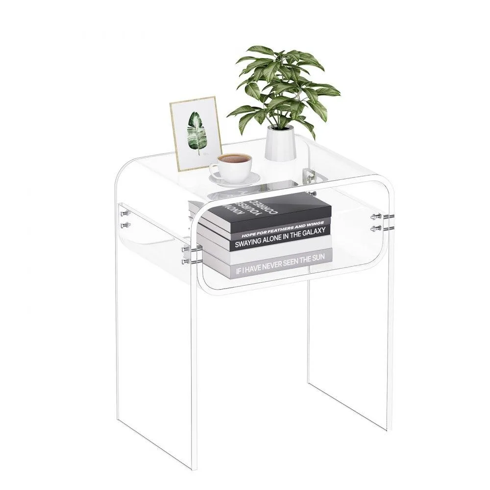 VEVOR VEVOR Acrylic Side Table 2 Tier Clear 11.8 x 15.7 x 19.7 in — product photo