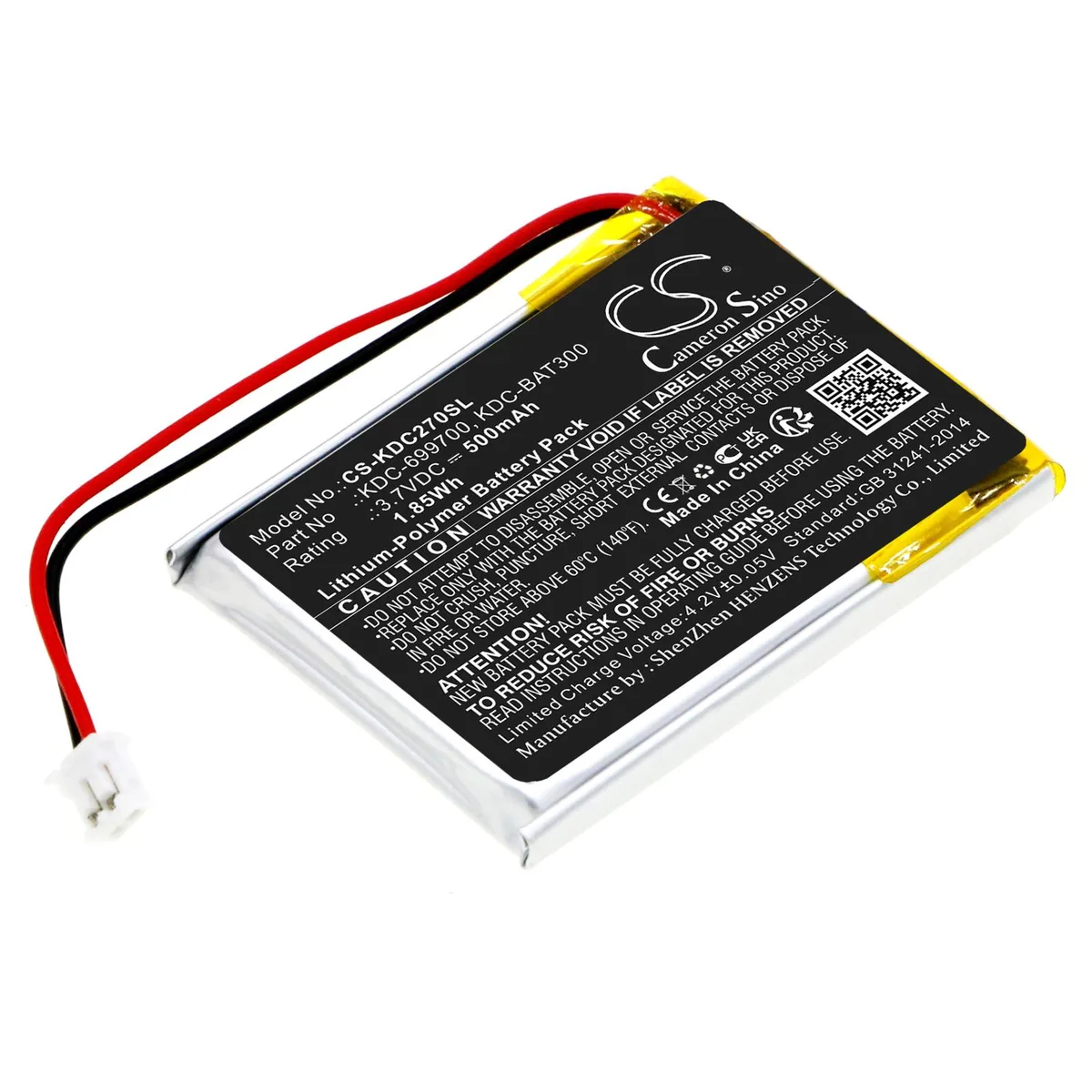 Cameron &amp; Co Cameron &amp; Co DS-CS-KDC270SL barcode scanner battery Li-Polymer 3.7V 500mAh 1.85Wh black — product photo