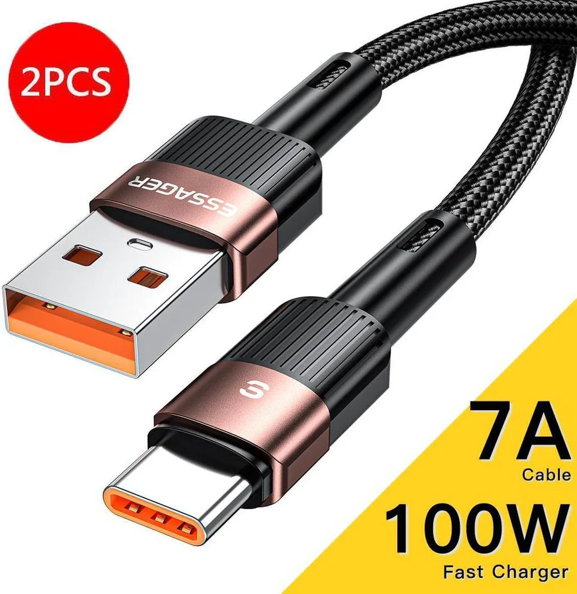 SMUGDESK SMUGDESK USB A to USB C Cable 100W Nylon Braided 2-Pack 6.6FT — product photo