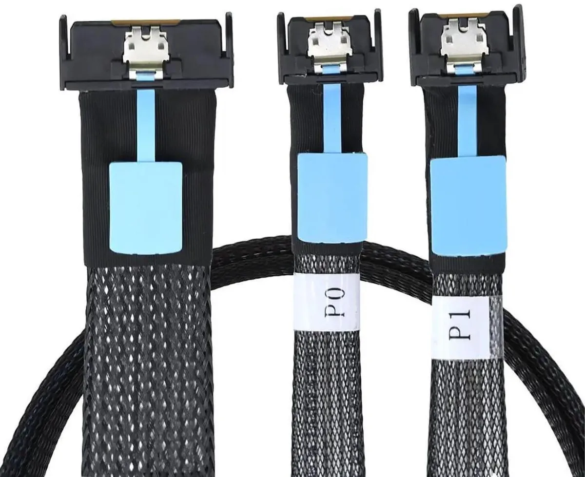SMUGDESK SMUGDESK Gen5 Slimline MCIO 8i PCIe 5.0 SFF8654 8i to Dual SFF8654 4i InfiniBand Cable — product photo