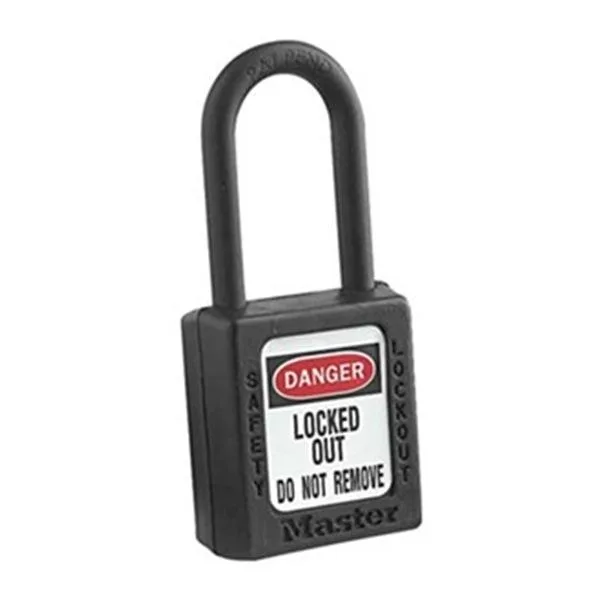 Orange thermoplastic safety padlock with plastic shackle 13/16 in clearance