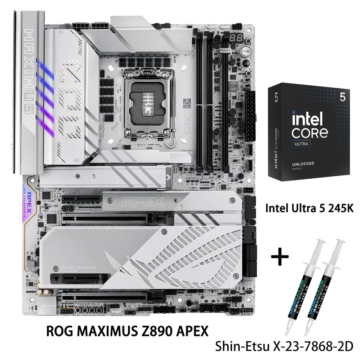 ASUS ASUS ROG MAXIMUS Z890 APEX + Ultra 5 245K Intel motherboard CPU combo — product photo
