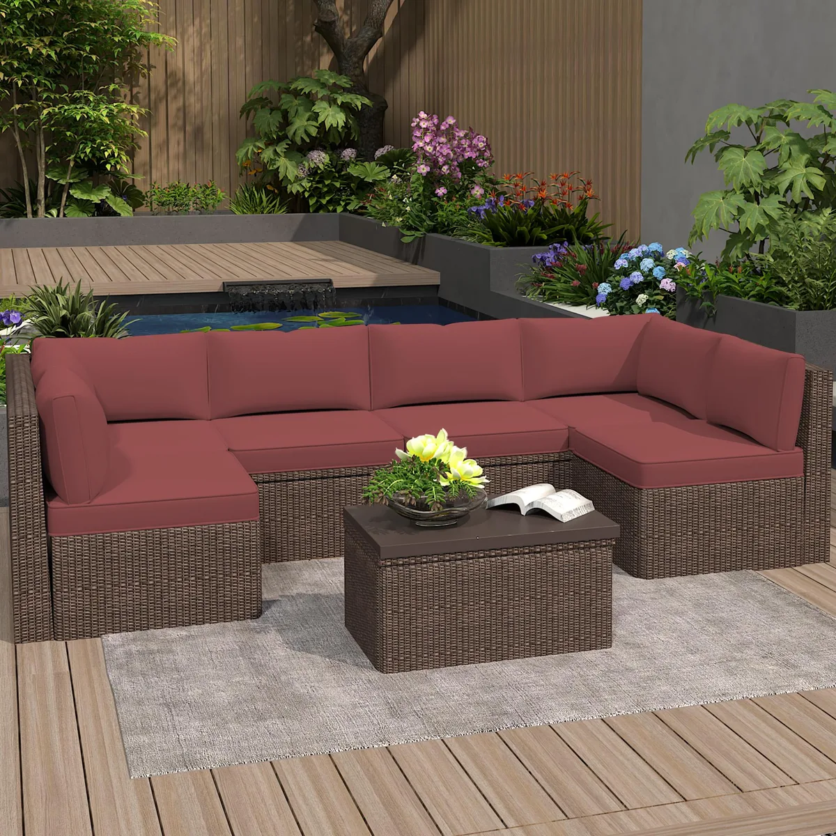 VANBOW VANBOW 14-Piece Deep Seat Patio Furniture Cushions Red — product photo