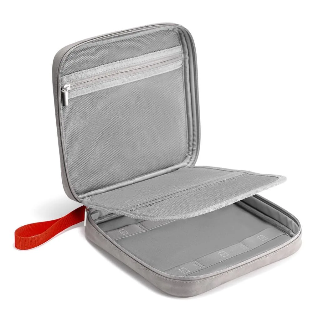 Lambskin leather case with carry strap and water-resistant zipper