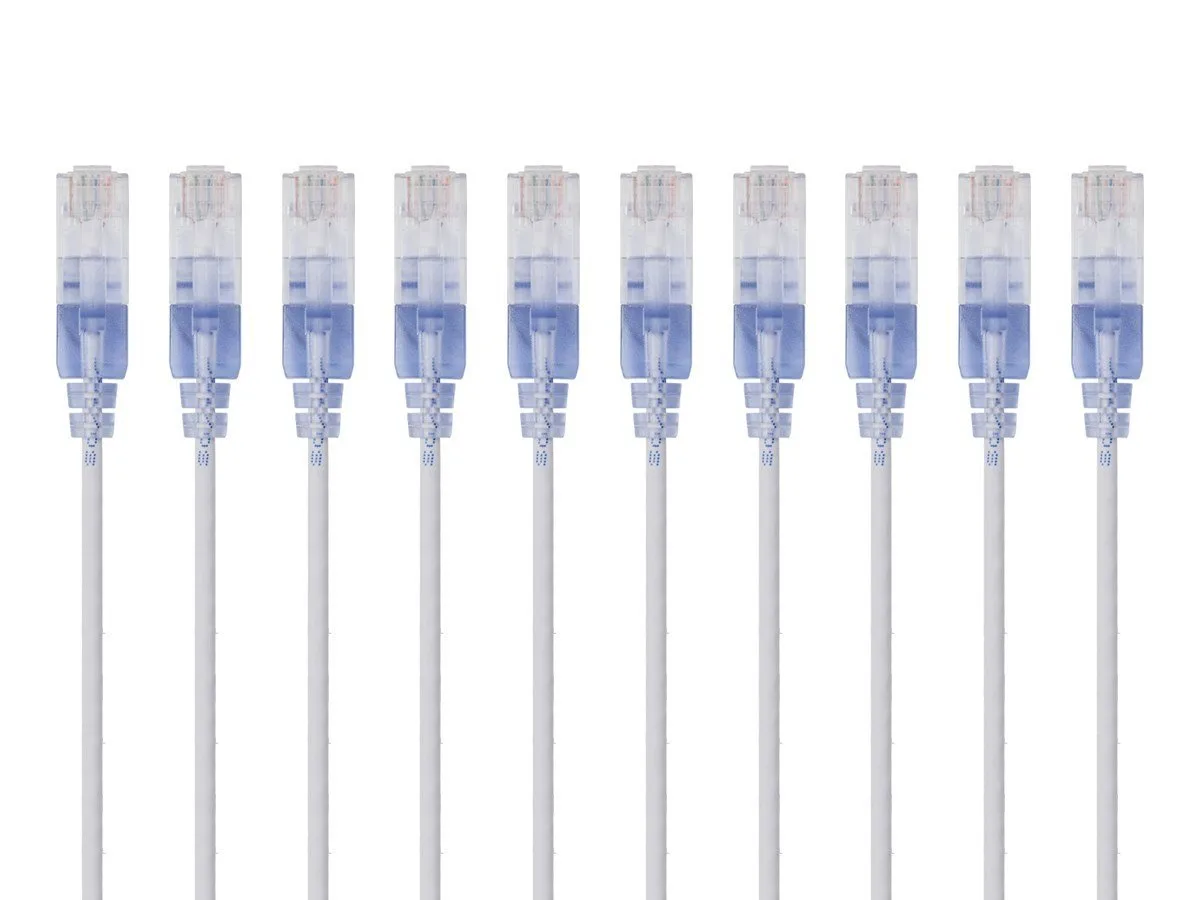 Monoprice Inc. Monoprice SlimRun Cat6A Ethernet Patch Cable 3ft White 10-Pack — product photo