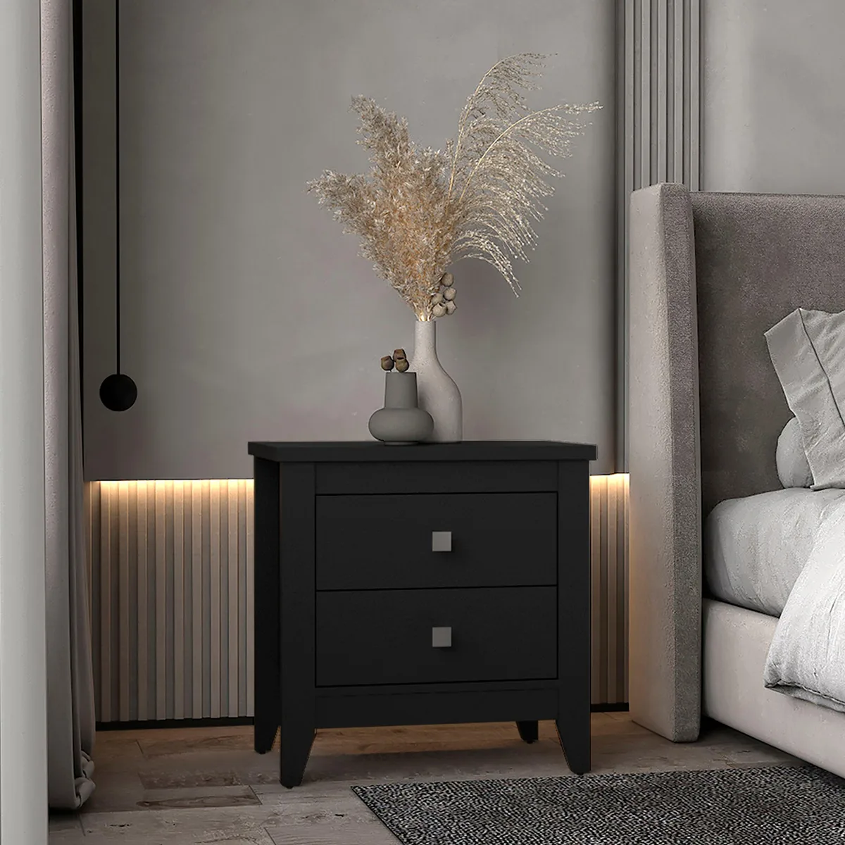 tuphen tuphen Windsor 2-Drawer Nightstand Black Wengue — product photo