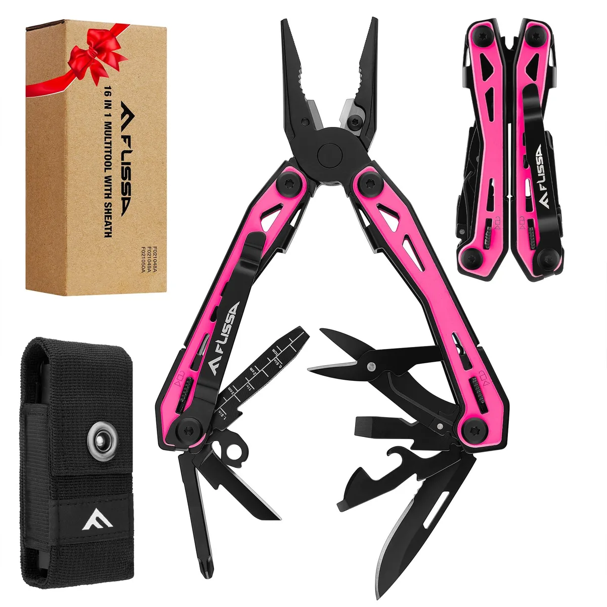 Blue 16-in-1 multitool pliers set of three with belt clip and Oxford pouch