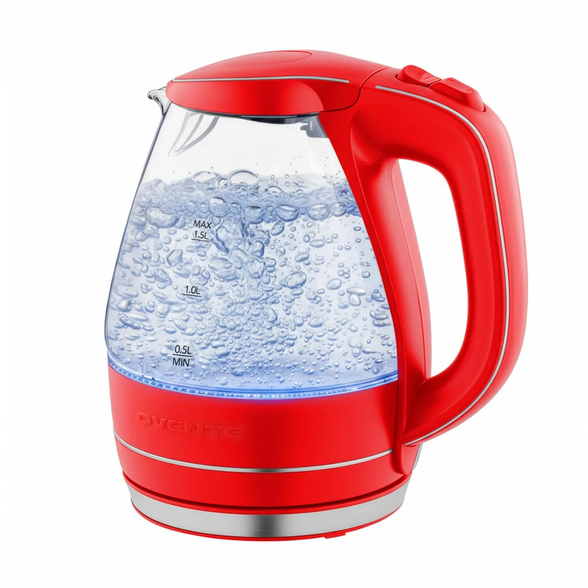 OVENTE KG83R 1.5L Glass Thermo Pot Red 1100W — product photo