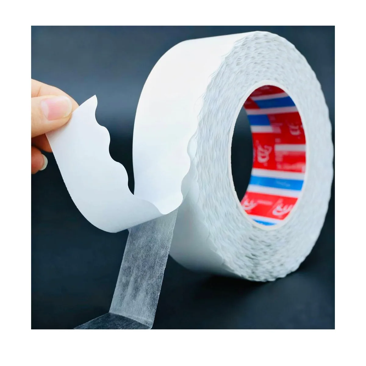 Galaxomny wavy-edge double-sided tape roll, 32.8 ft by 0.78 in, eco-friendly cotton paper