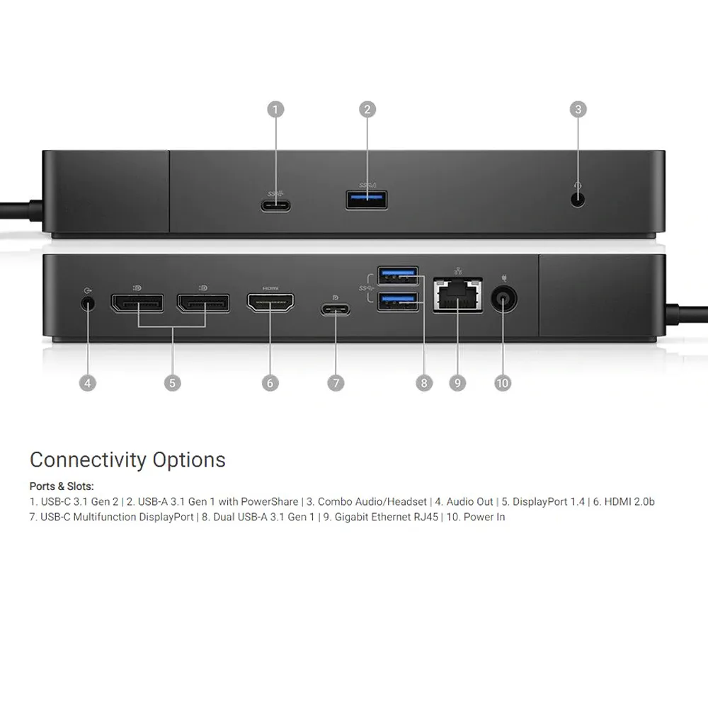 DELL DELL WD19 180W Docking Station 130W PD USB-C HDMI Dual DP Black — product photo