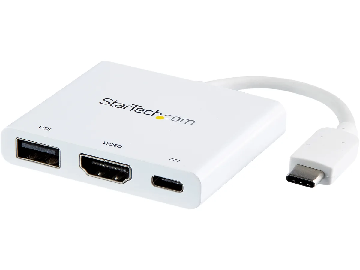 STARTECH STARTECH CDP2HDUACPW USB-C to HDMI adapter white 4K 30Hz PD 60W USB-A — product photo