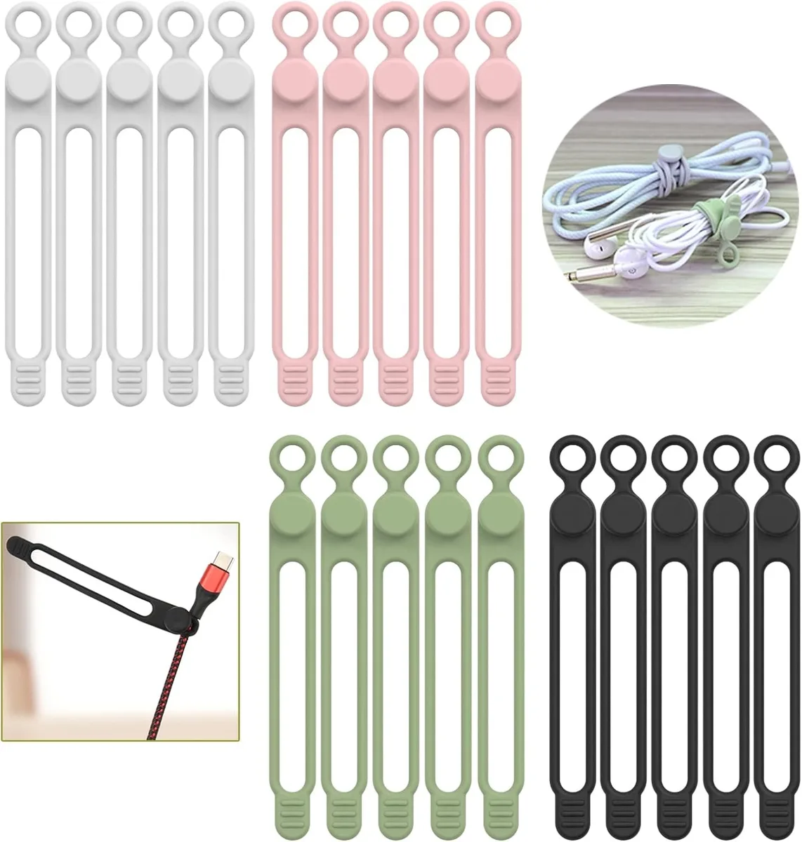 Ennovor Ennovor Silicone Cable Ties 20 Pack 4.2 Inch Accessory — product photo