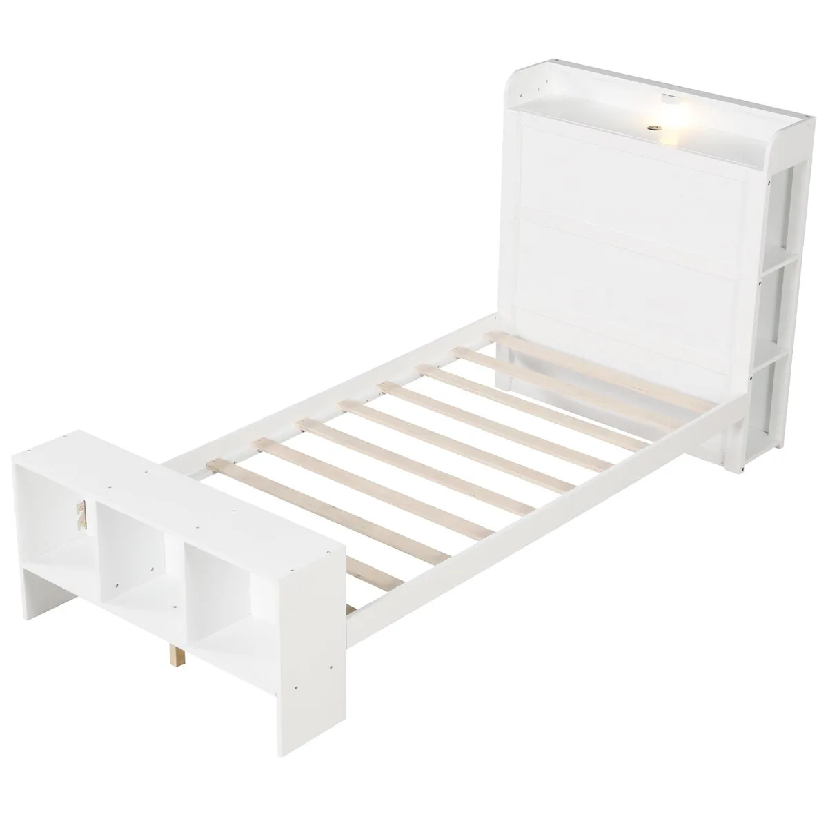 SlickBlue SlickBlue Twin Loft Bed with USB Ports, Storage Headboard &amp; Lights — product photo