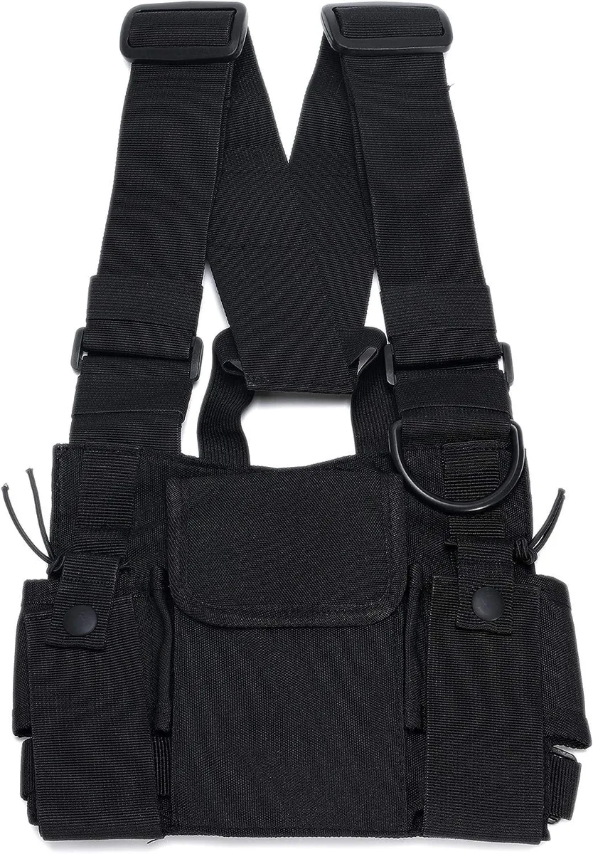 usbroway usbroway Radio Chest Harness Rig Holster Pack with Front Pouches and Zipper Bag — product photo