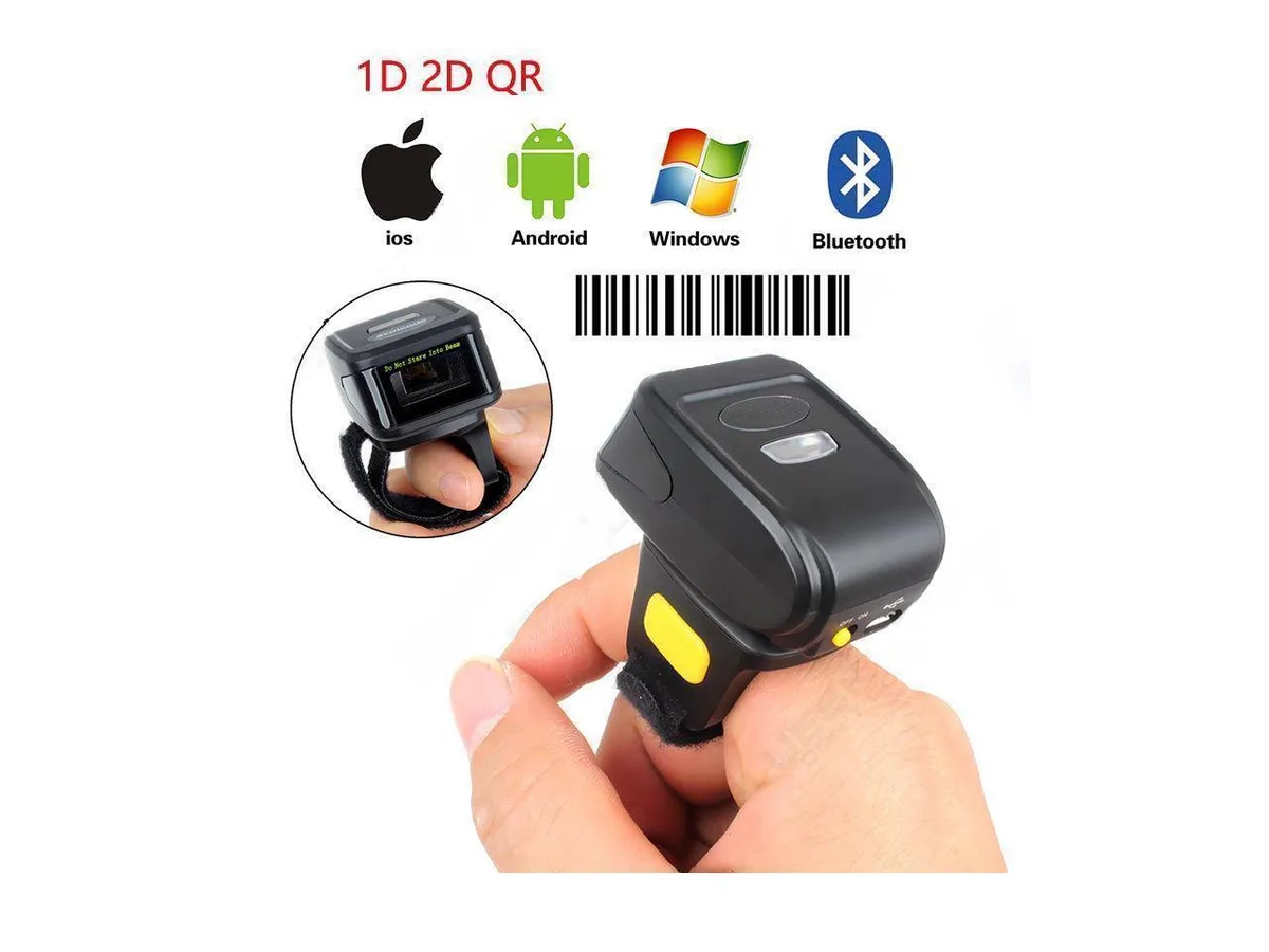 BONAEVER BONAEVER Wireless Ring Barcode Scanner 1D 2D QR 3-in-1 BT 2.4GHz USB 2.0 — product photo