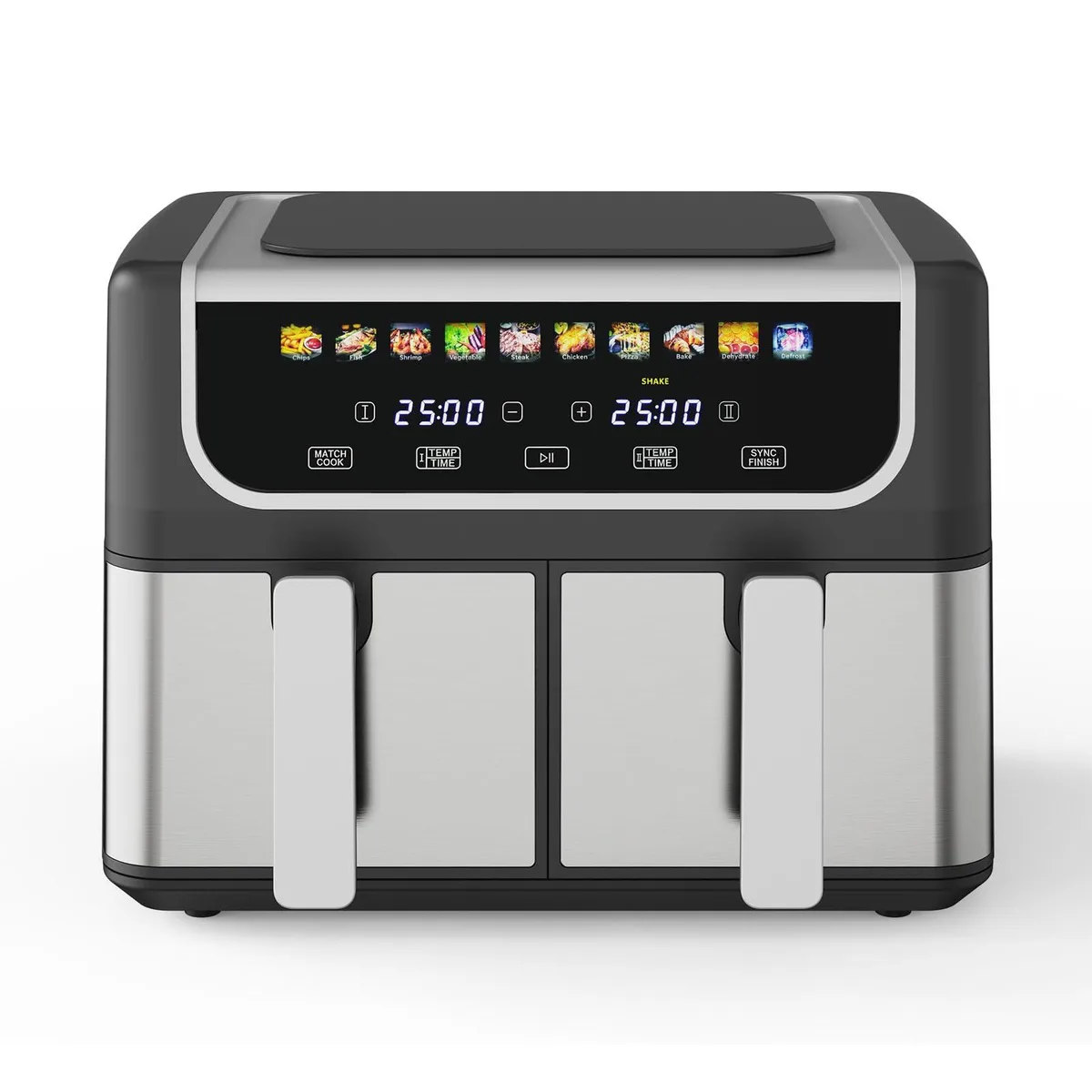  NutriChef 9.5 QT Dual Zone 2-Basket Air Fryer White 1200 W — product photo