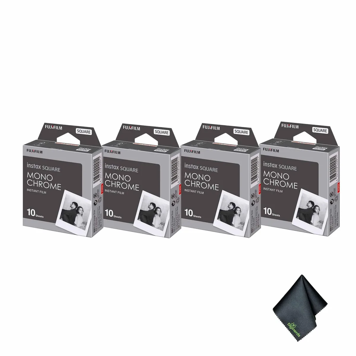 FUJIFILM FUJIFILM INSTAX SQUARE Monochrome Instant Film 4×10 Exposures Bundle with Cloth — product photo