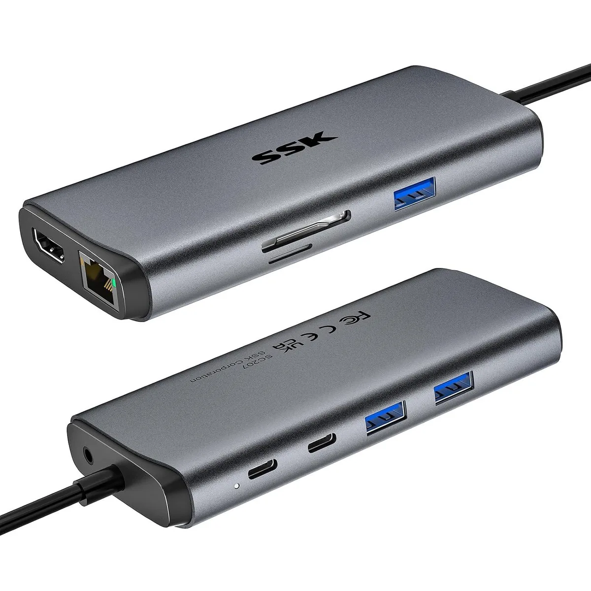 LORDWORLD LORDWORLD 10-in-1 USB-C Dock 10Gbps HDMI 4K60Hz 100W PD Ethernet SD TF Audio — product photo