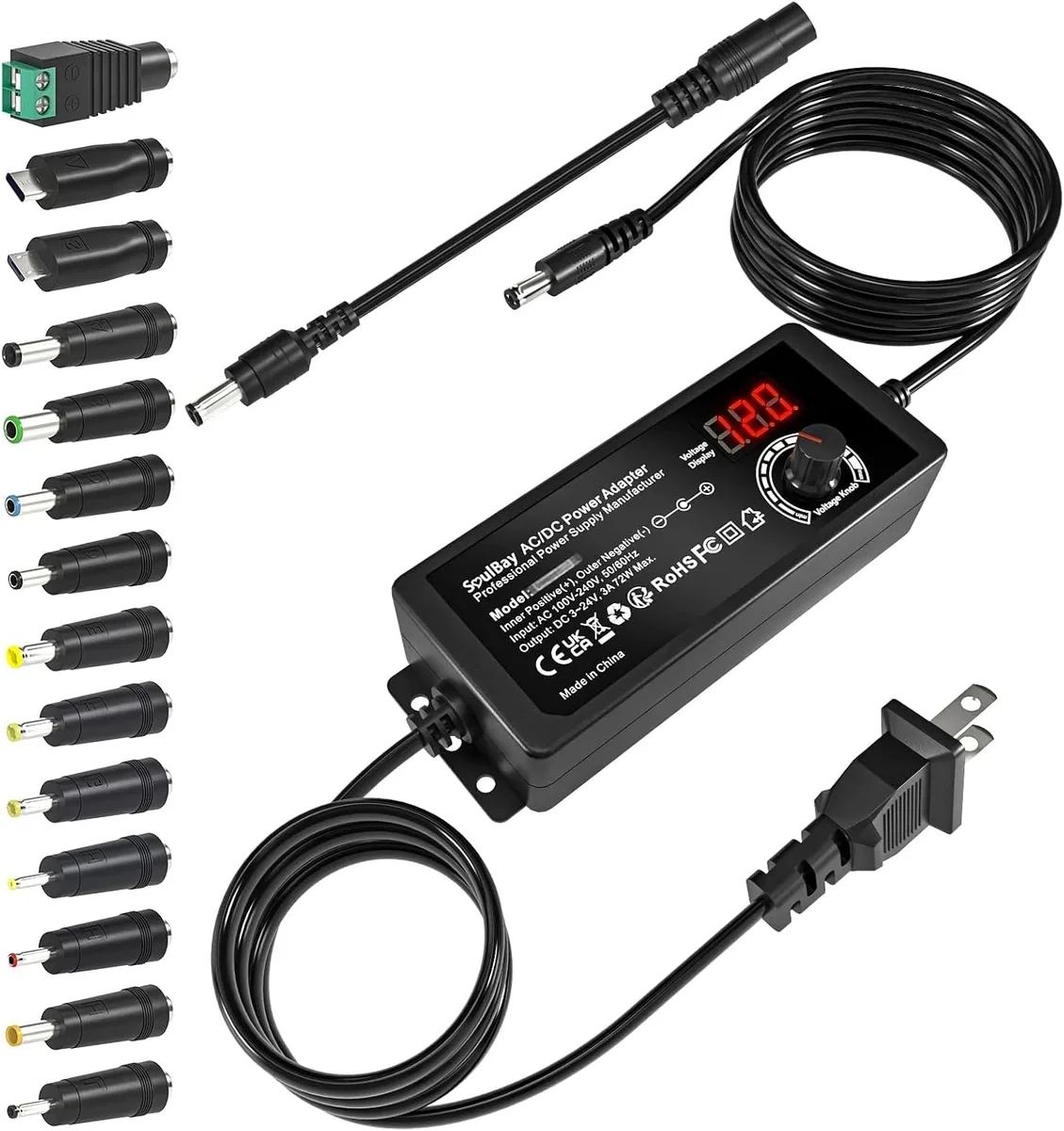BASEUS BASEUS Universal AC Adapter 72W 3V-24V Adjustable 14 Tips — product photo