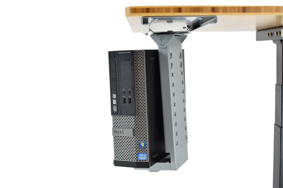 Uncaged Ergonomics Uncaged Ergonomics CPU2 Under-Desk CPU Holder 360° Swivel 17" Rail Gray — product photo